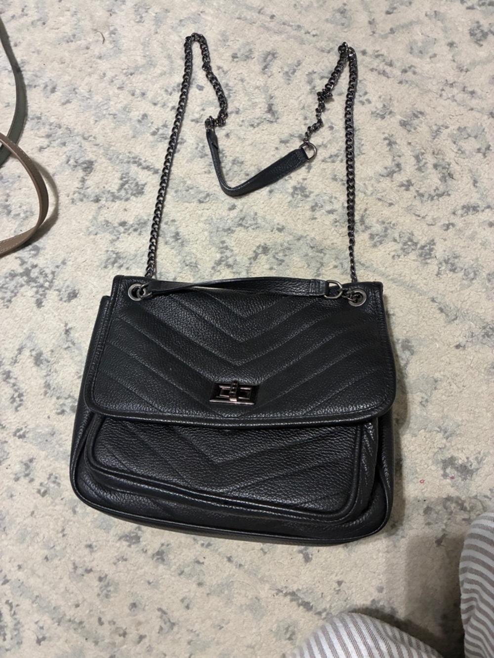 Black Quilted Chain Strap Shoulder Bag